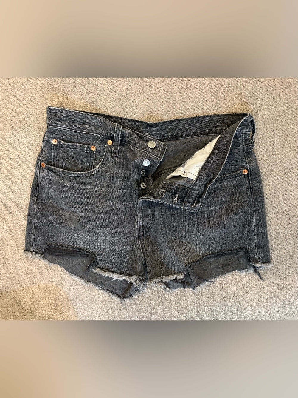 LEVIS 501 high waisted shorts - distressed black